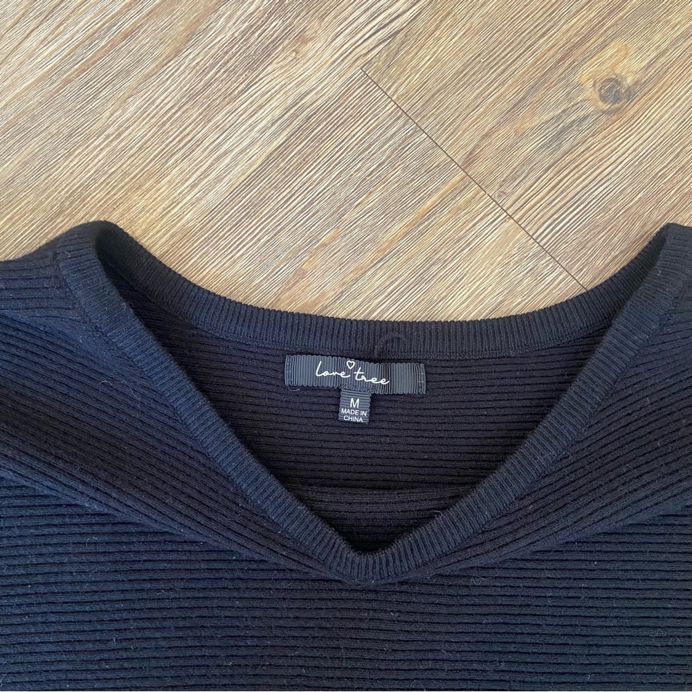 Love Tree Black Ribbed Fall Sweater - Picture 4 of 9